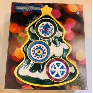 New in Box Vtg Boston Warehouse Heirloom Ornament Condiment Server Holiday 4pc